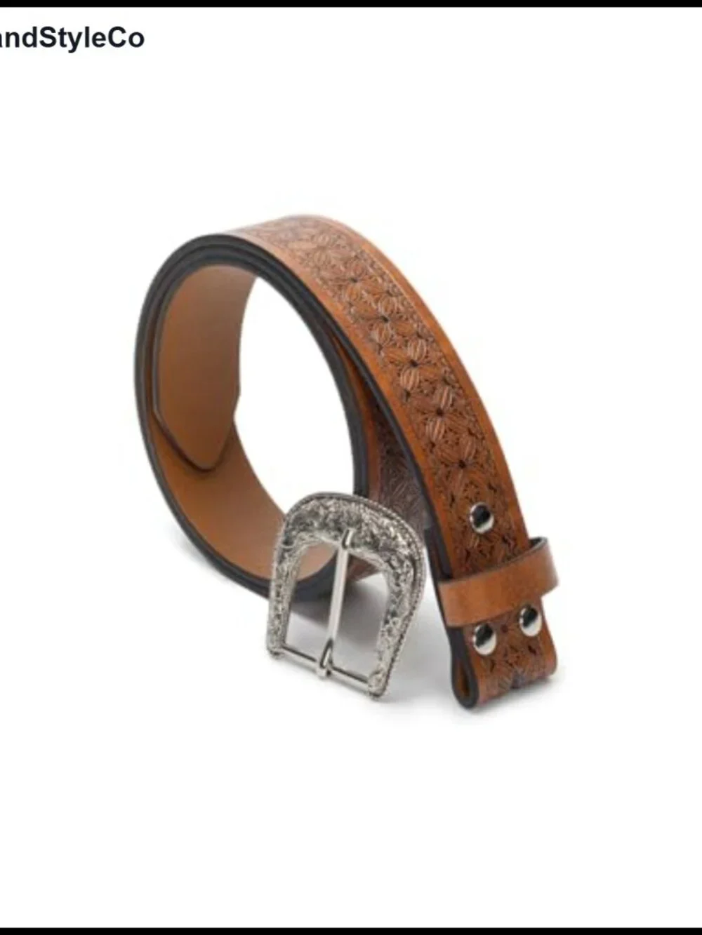 Women Western Cowgirl PU Leather Belt Vintage Carved Buckle